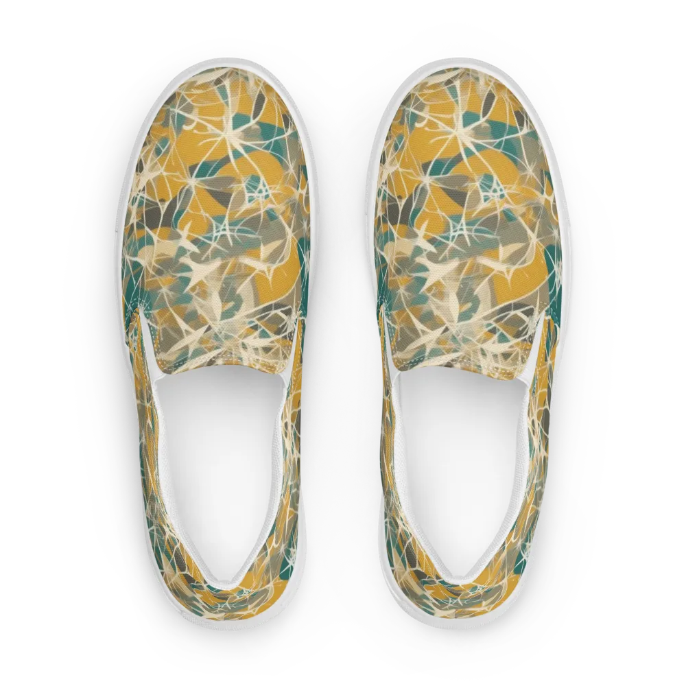 Ochre Interference on Men's Slip-On Canvas Shoes — Front