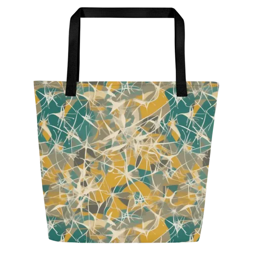 Ochre Interference on a Large Tote Bag W/ Pocket