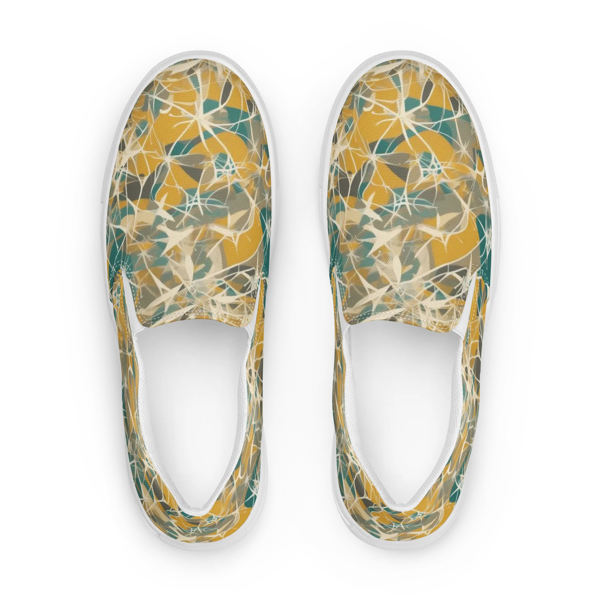 Ochre Interference on Women's Slip-On Canvas Shoes — Front