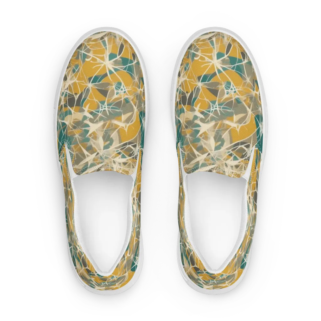 Ochre Interference on Women's Slip-On Canvas Shoes — Front