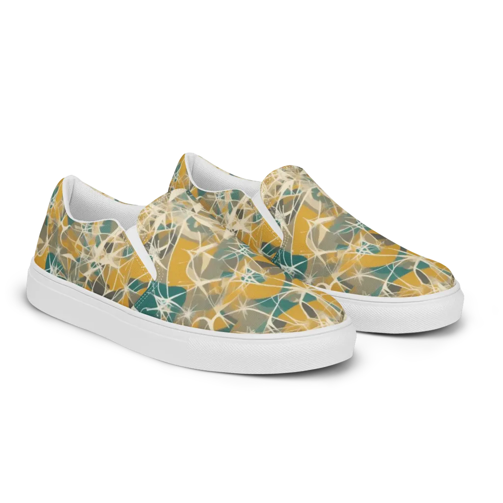 Ochre Interference on Women's Slip-On Canvas Shoes — Right Front