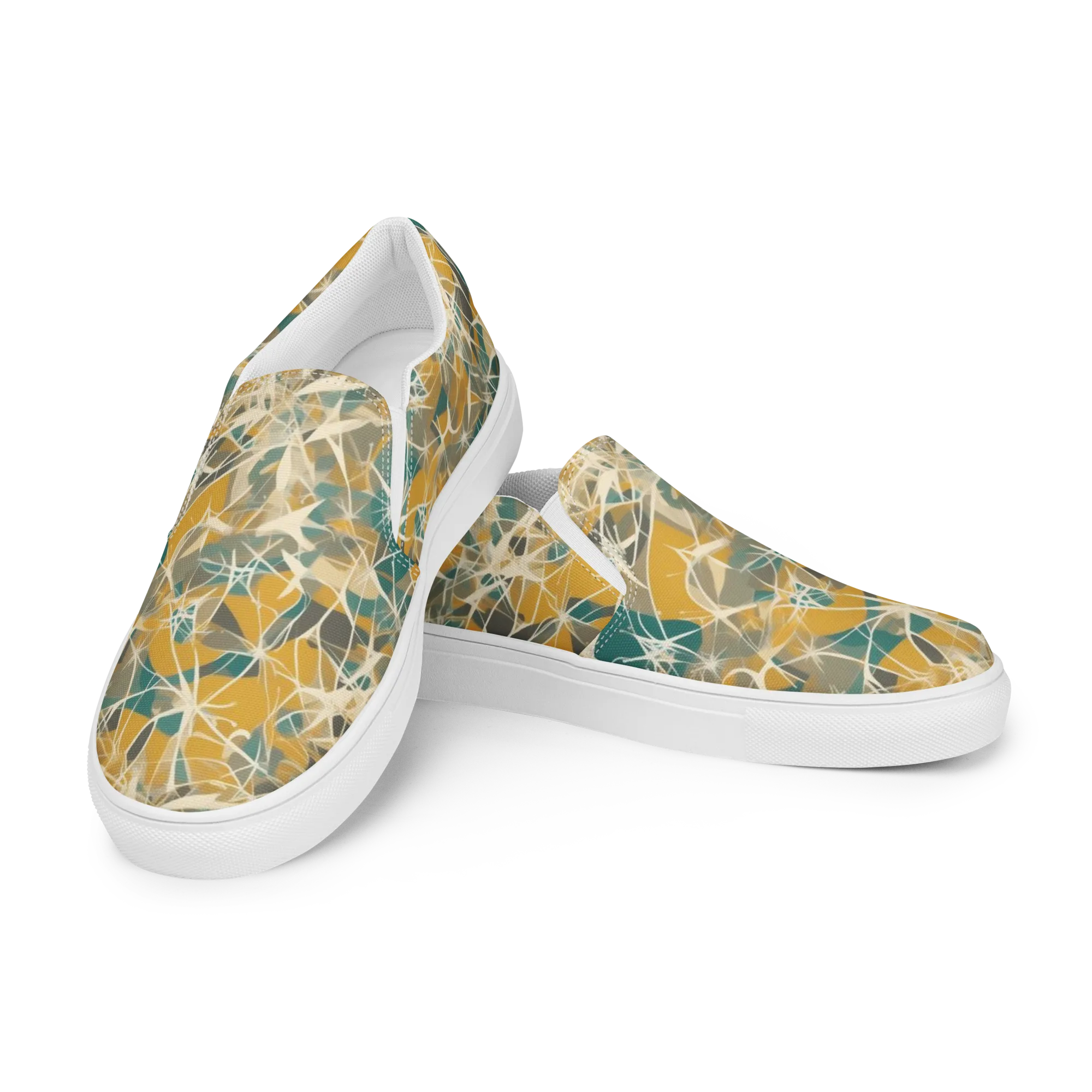Ochre Interference on Women's Slip-On Canvas Shoes — Left Front