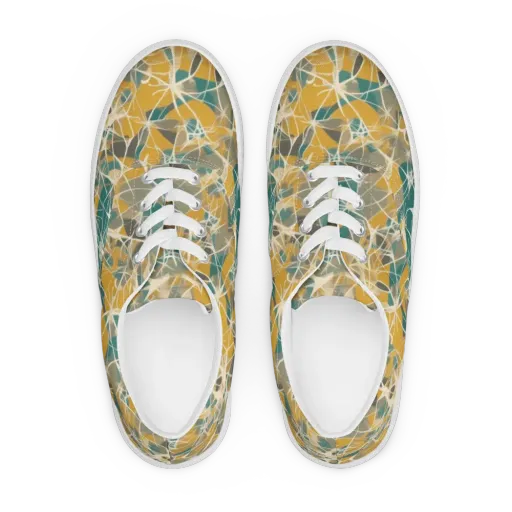 Ochre Interference on a Men's Lace-Up Canvas Shoes