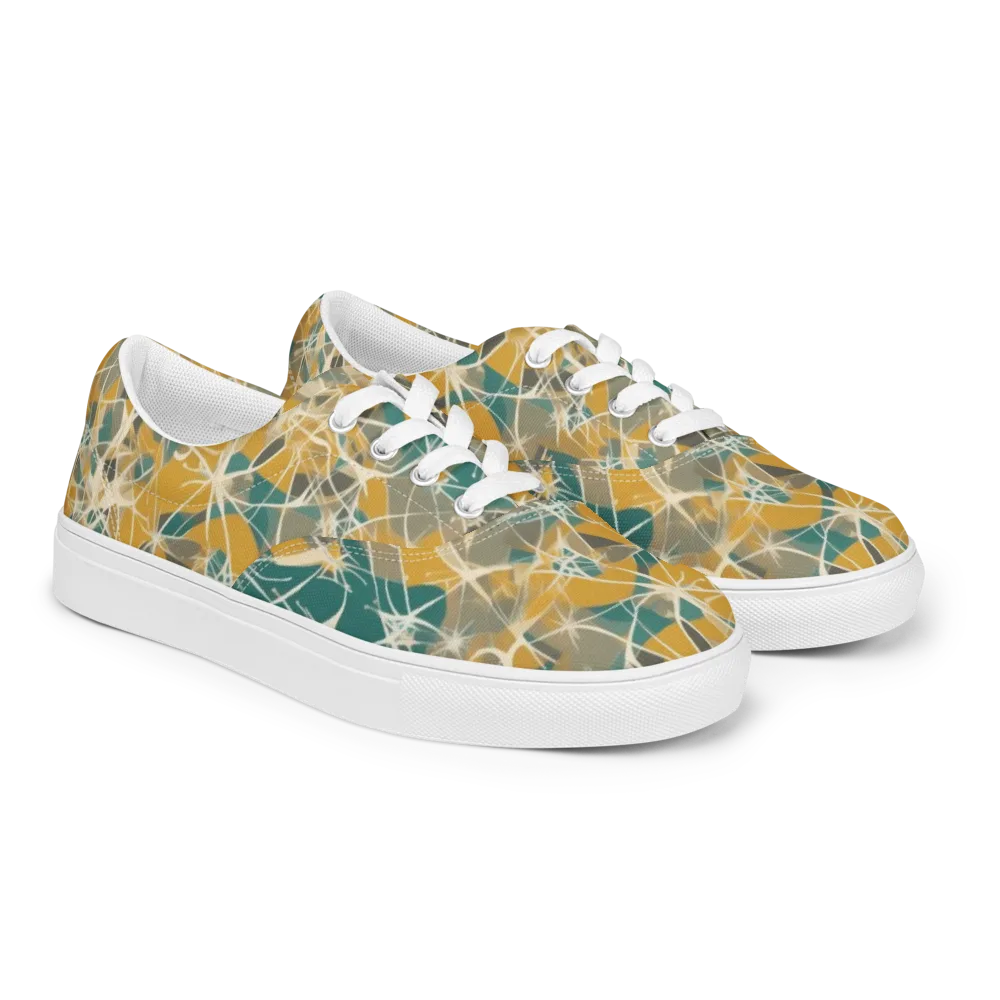 Ochre Interference on Men's Lace-Up Canvas Shoes — Right Front