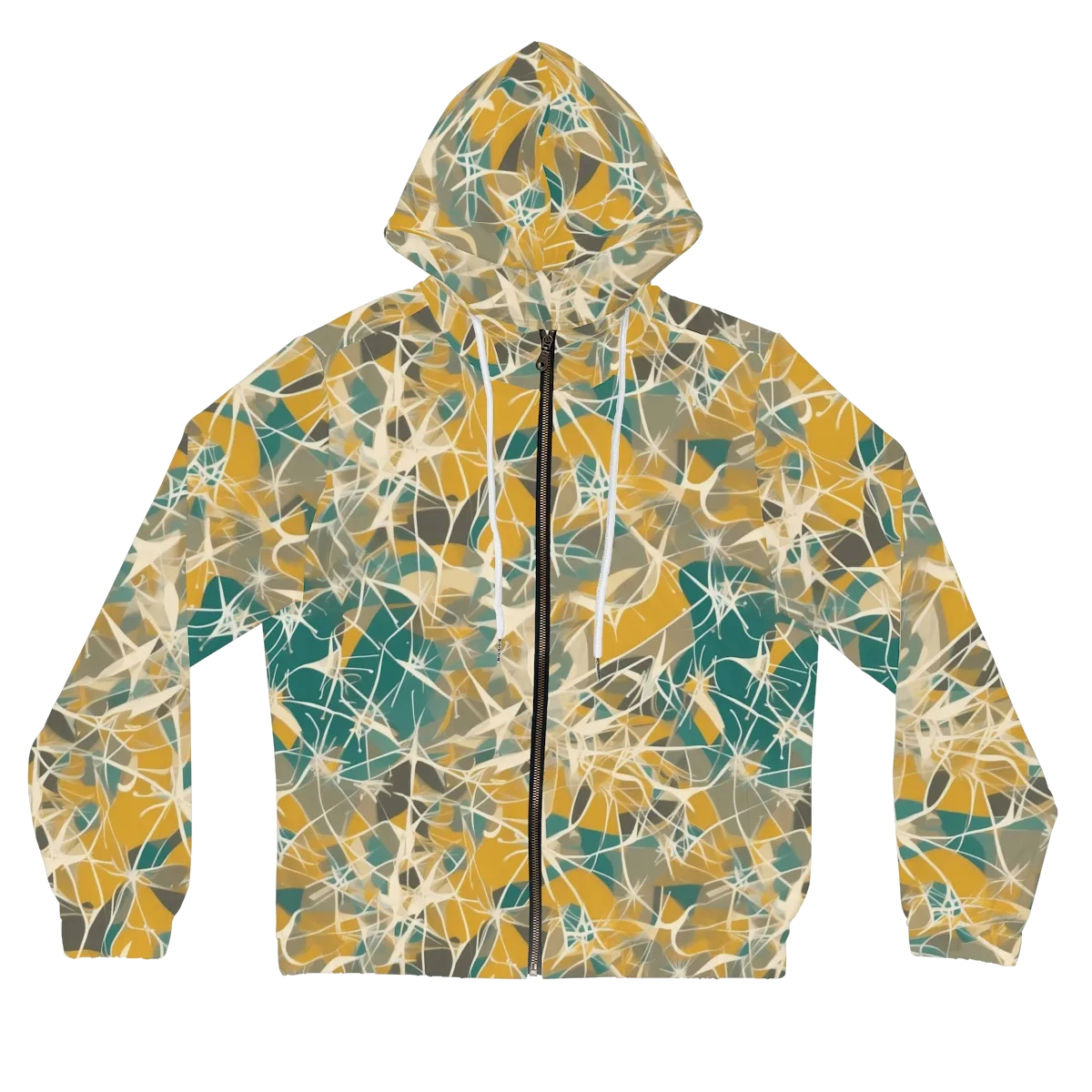 Ochre Interference on Women's Full-Zip Hoodie — Front