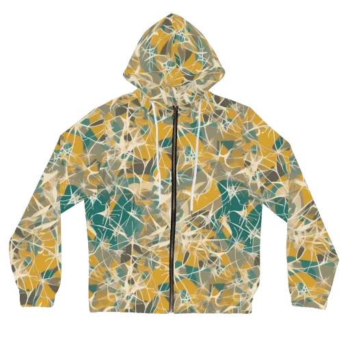 Ochre Interference on a Women's Full-Zip Hoodie