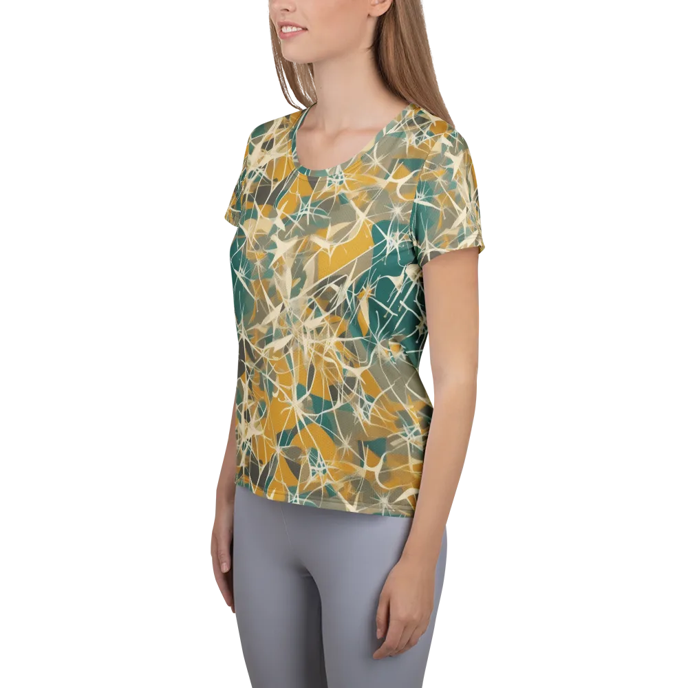 Ochre Interference on Women's Athletic T-Shirt — Left