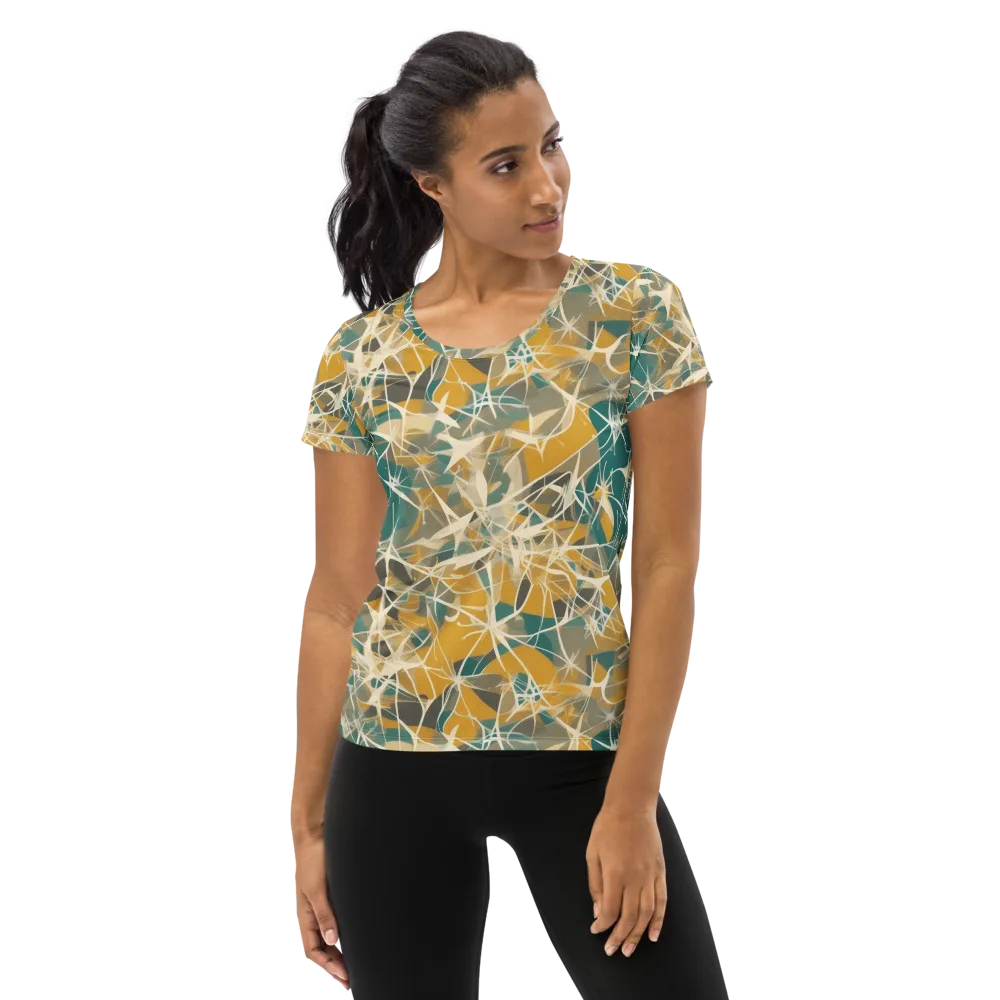 Ochre Interference on Women's Athletic T-Shirt — Front