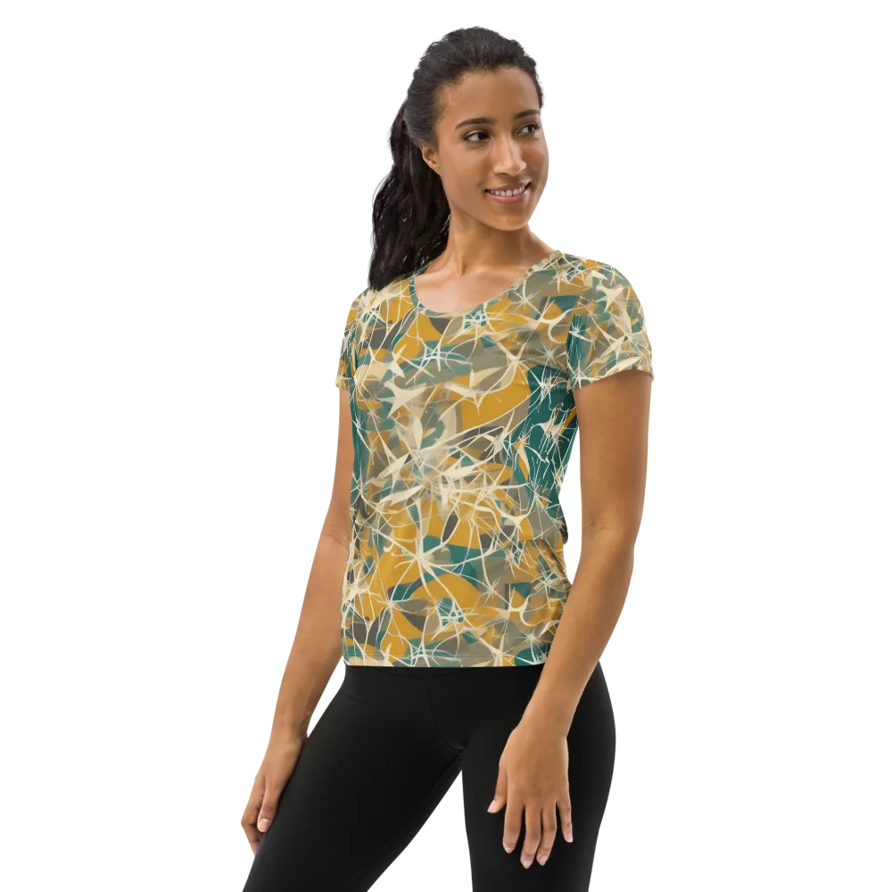 Ochre Interference on Women's Athletic T-Shirt — Left
