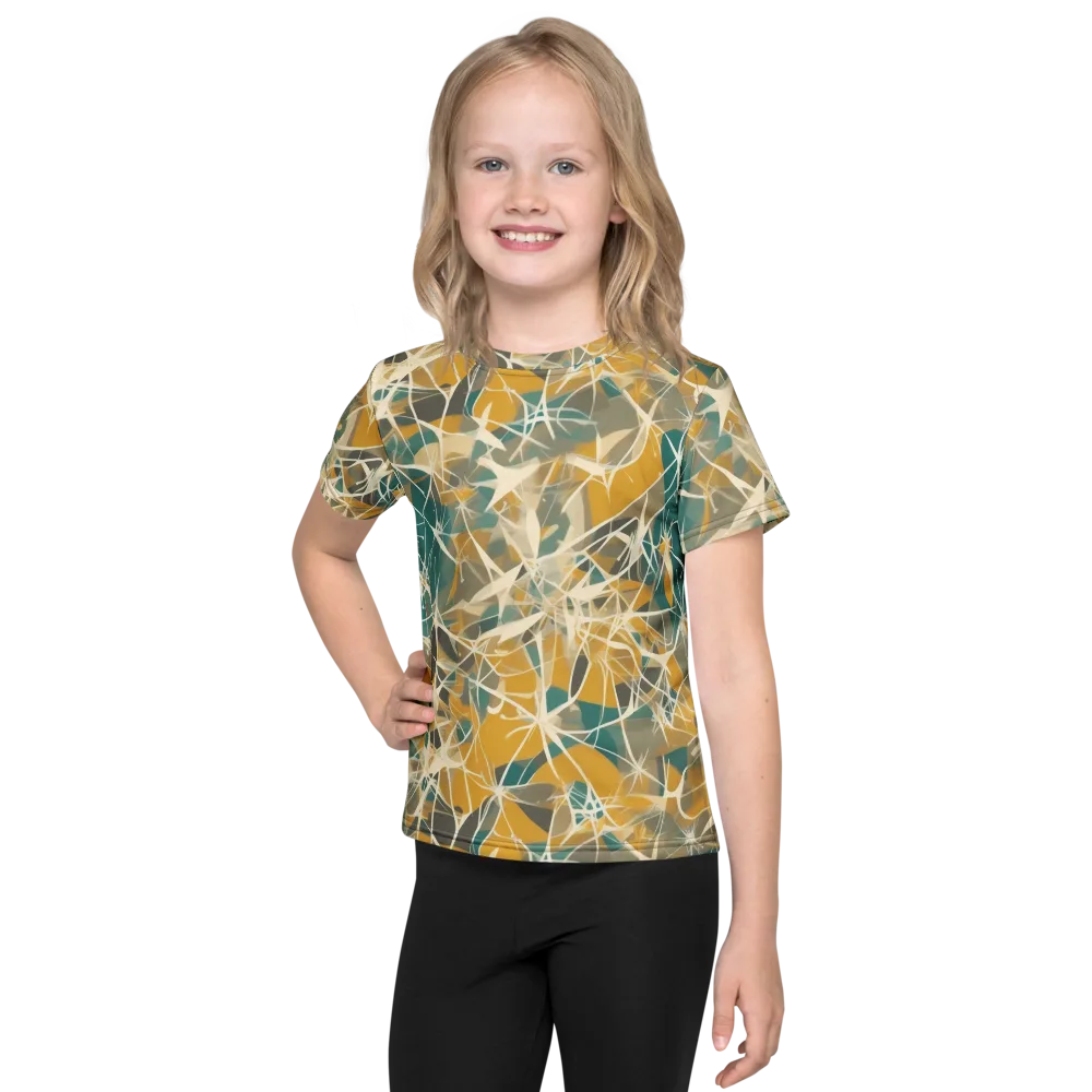 Ochre Interference on Kids Crew Neck T-Shirt — Front