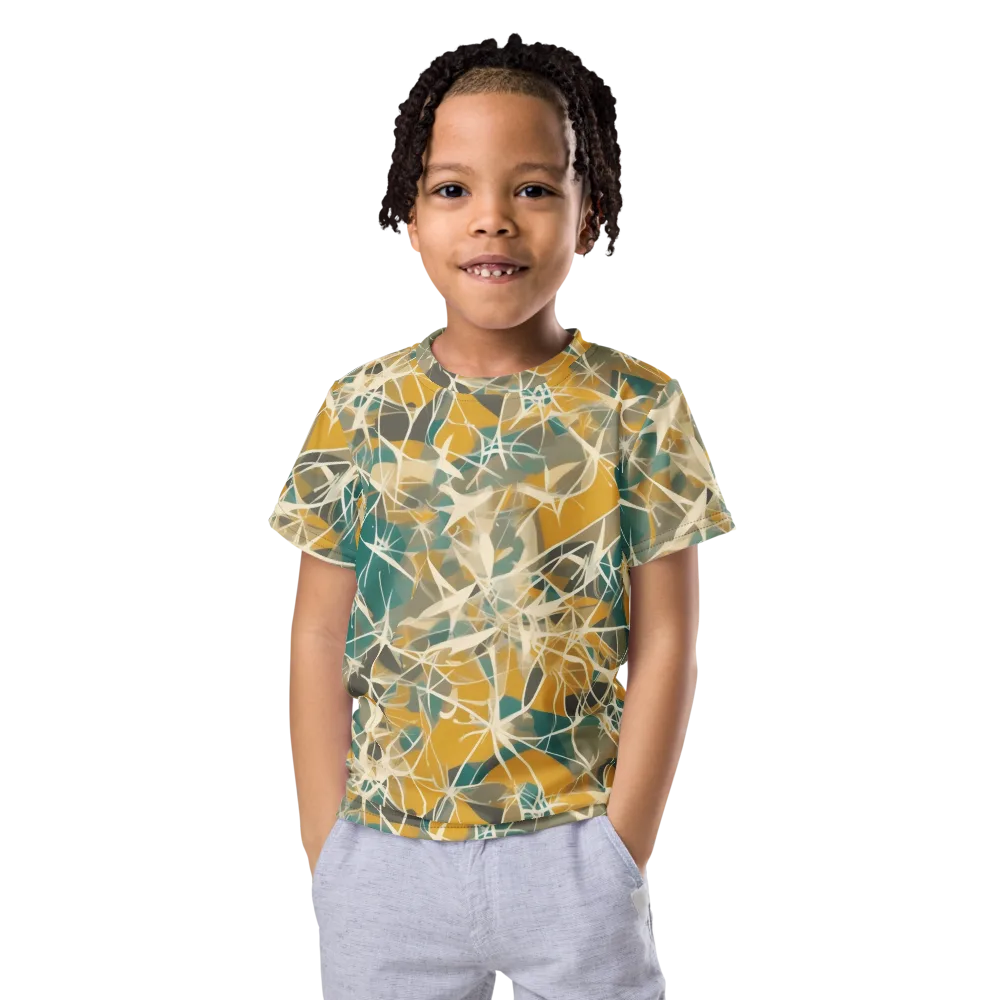 Ochre Interference on Kids Crew Neck T-Shirt — Front