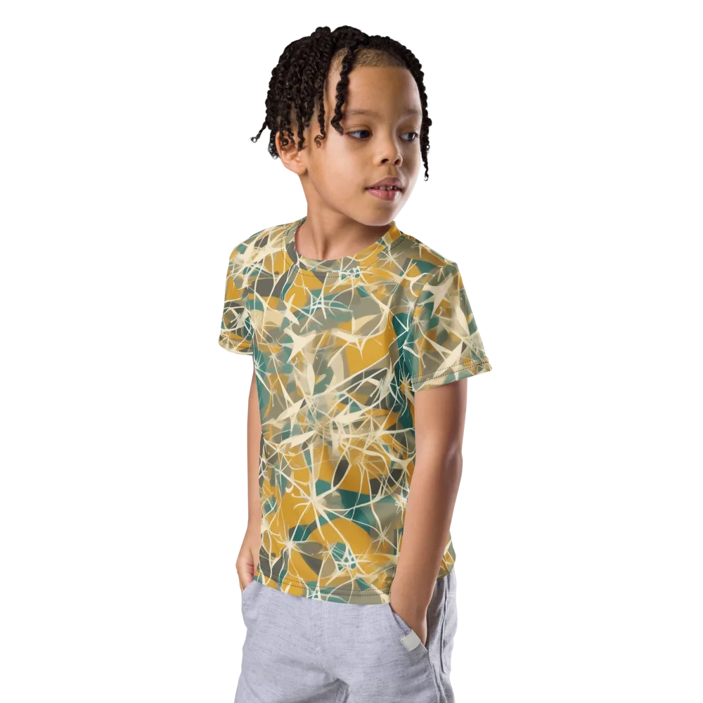 Ochre Interference on Kids Crew Neck T-Shirt — Left Front