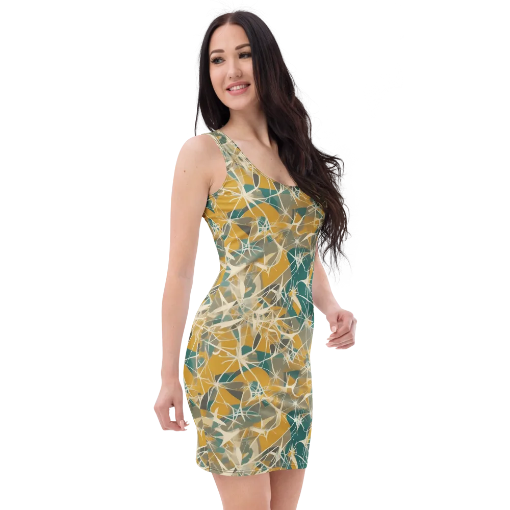 Ochre Interference on Bodycon Dress — Right Front