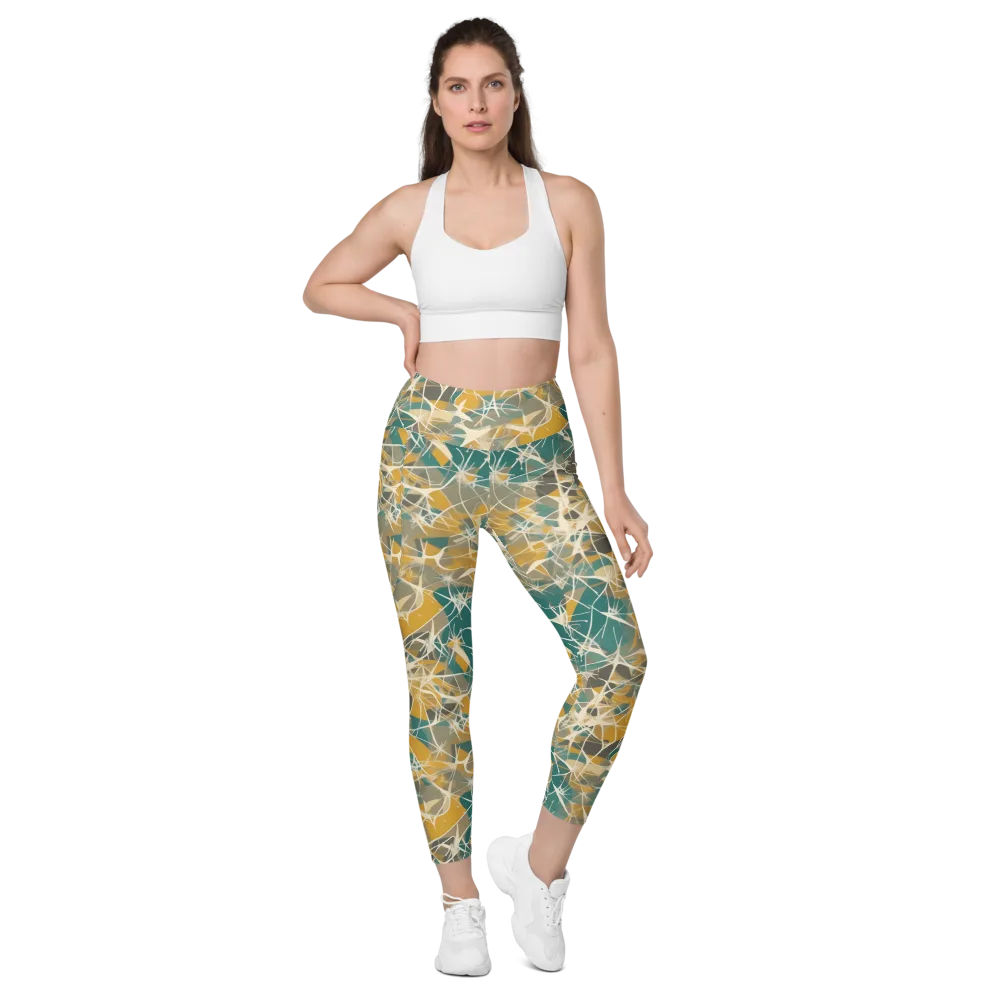 Ochre Interference on Leggings with Pockets — Front