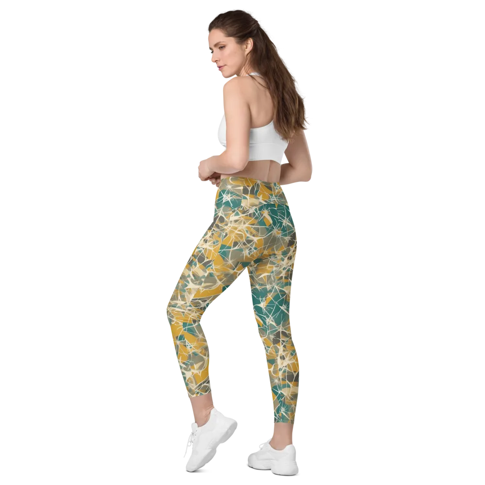 Ochre Interference on Leggings with Pockets — Left Back