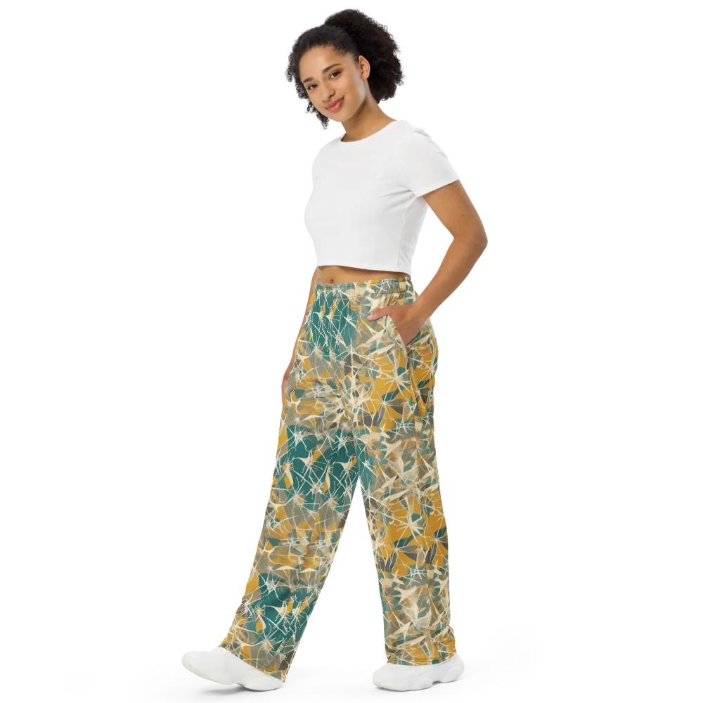 Ochre Interference on Wide-Leg Pants — Left Front