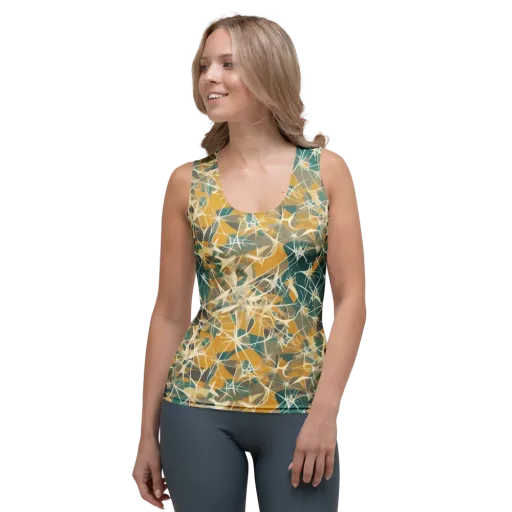 Ochre Interference on a Women's Tank Top
