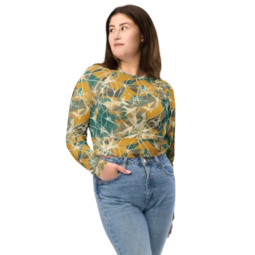 Ochre Interference on a Long Sleeve Crop Top