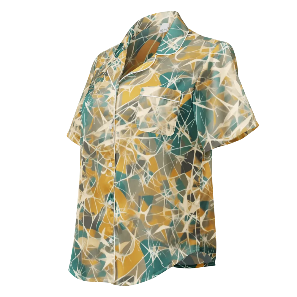 Ochre Interference on Women's Short Sleeve Pajama Top — Left Front