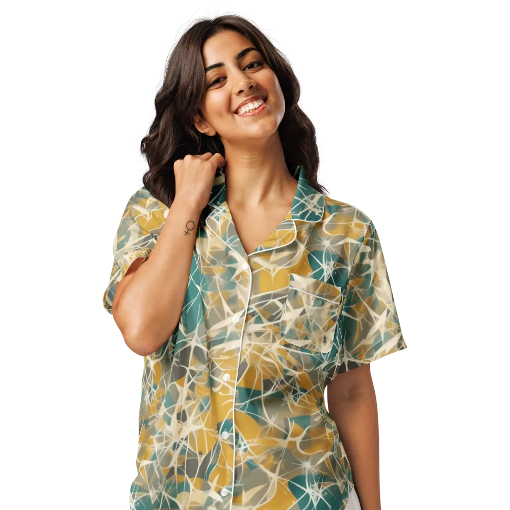 Ochre Interference on Women's Short Sleeve Pajama Top — Front