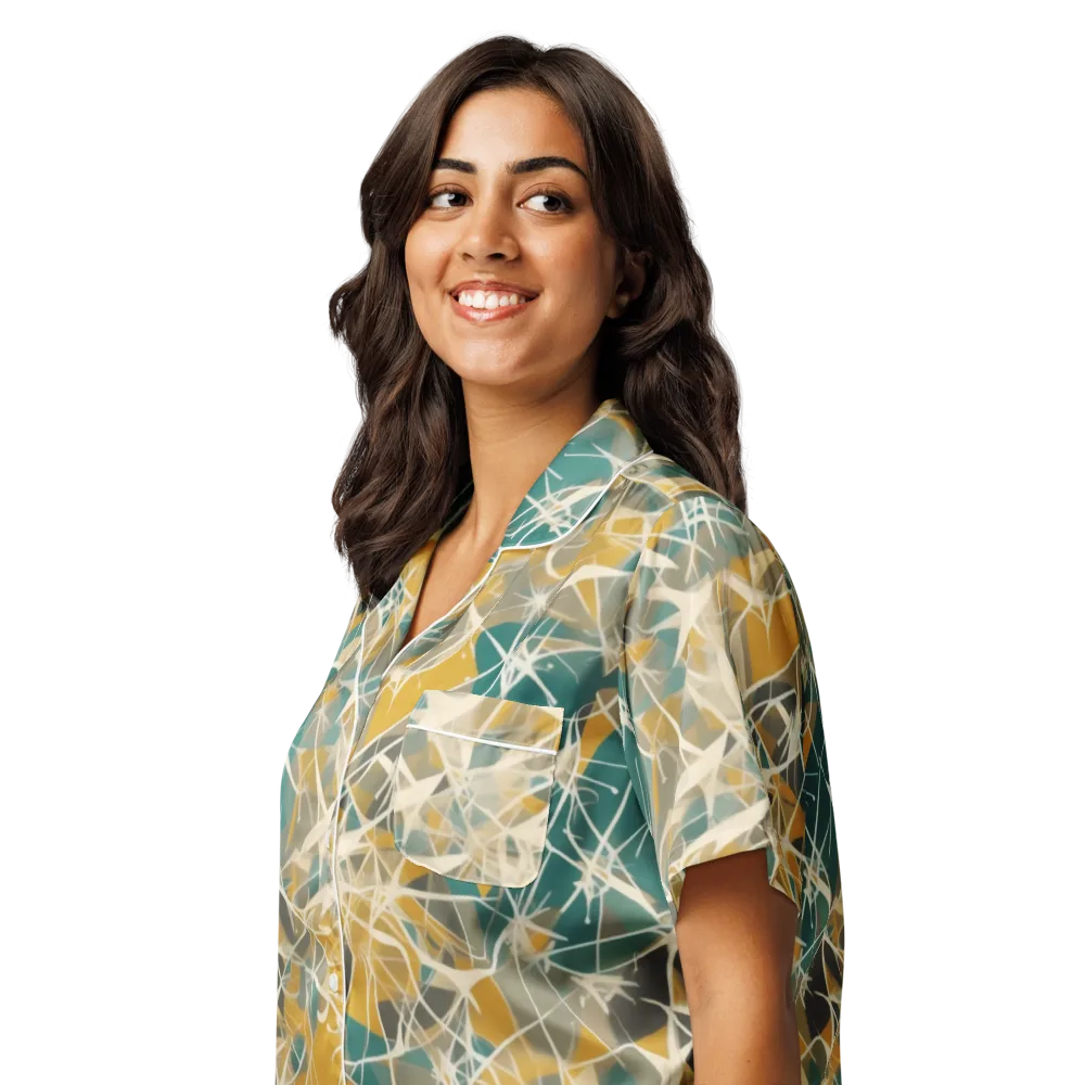 Ochre Interference on Women's Short Sleeve Pajama Top — Left Front