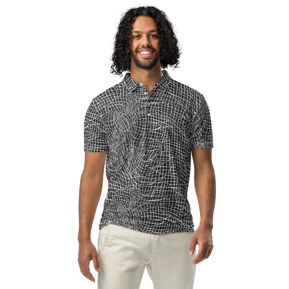 Obsidian Lattice on Men's Slim Fit Polo Shirt — Front