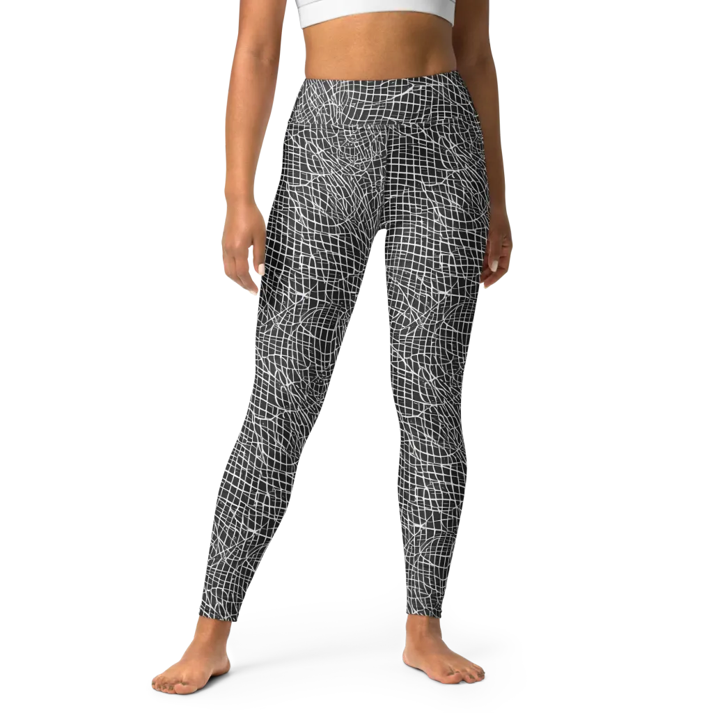 Obsidian Lattice on Yoga Leggings — Front