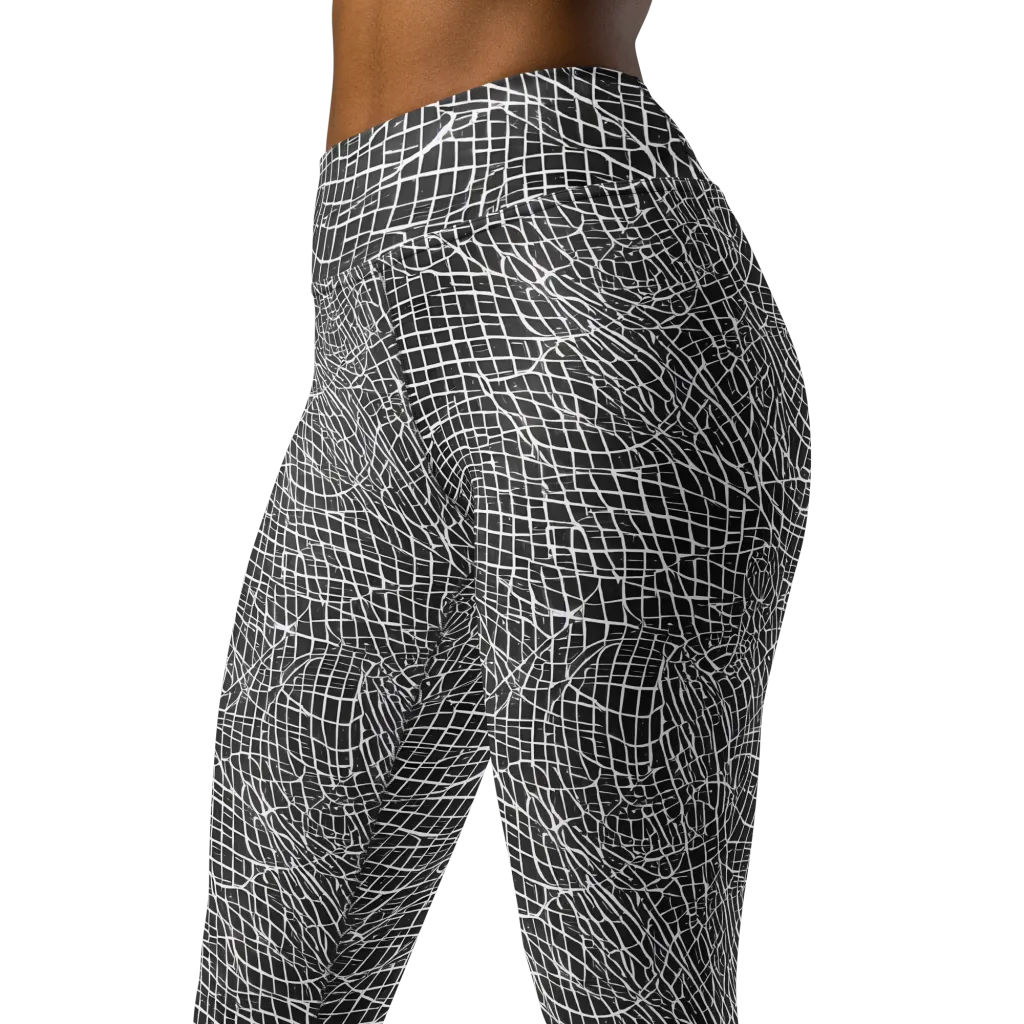 Obsidian Lattice on Yoga Leggings — Left Front