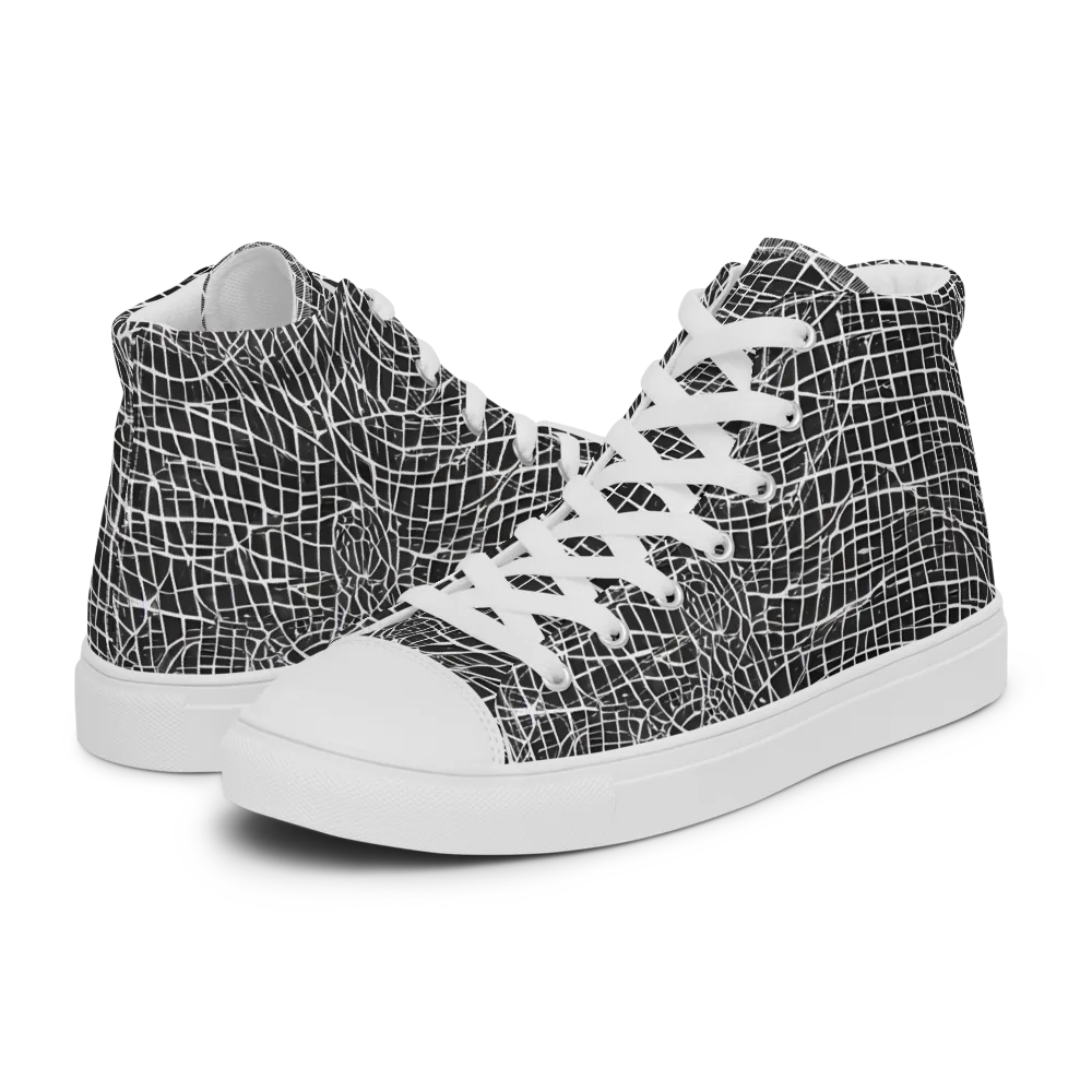 Obsidian Lattice on Women's High Top Canvas Shoes — Left