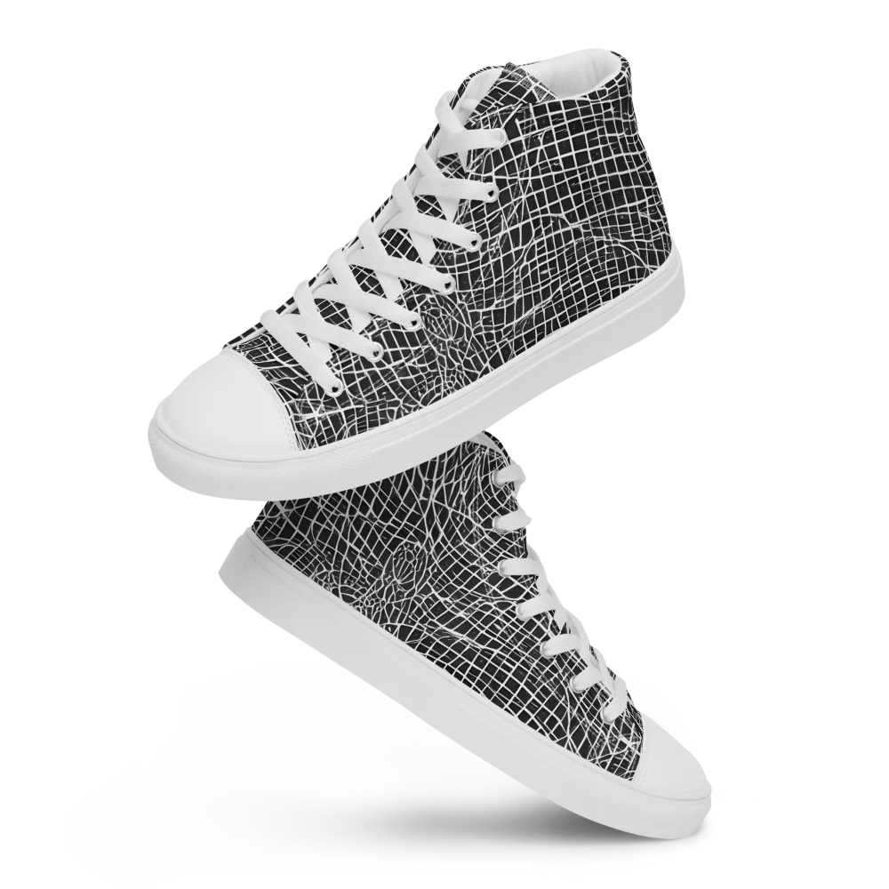 Obsidian Lattice on Women's High Top Canvas Shoes — Front