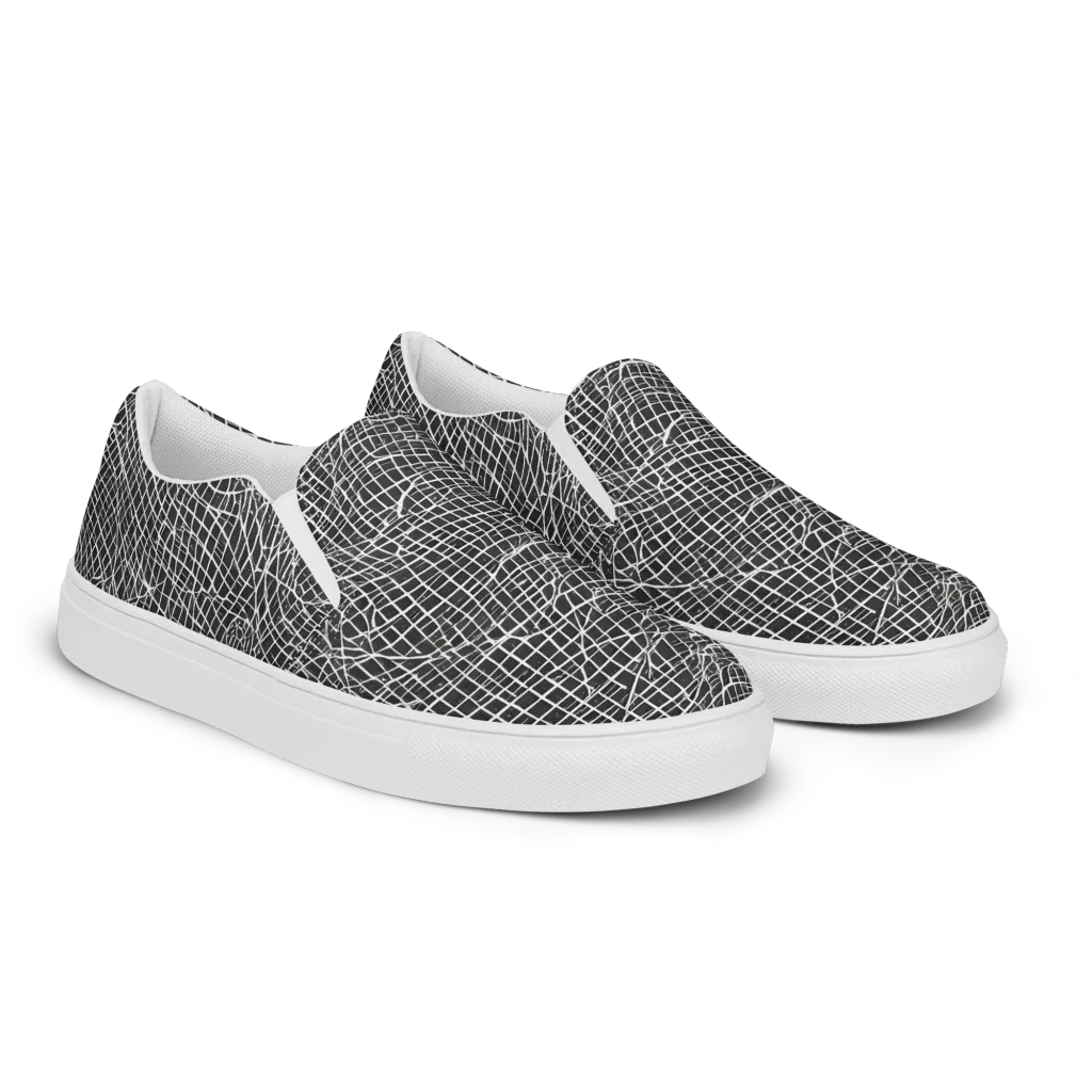 Obsidian Lattice on Women's Slip-On Canvas Shoes — Right Front