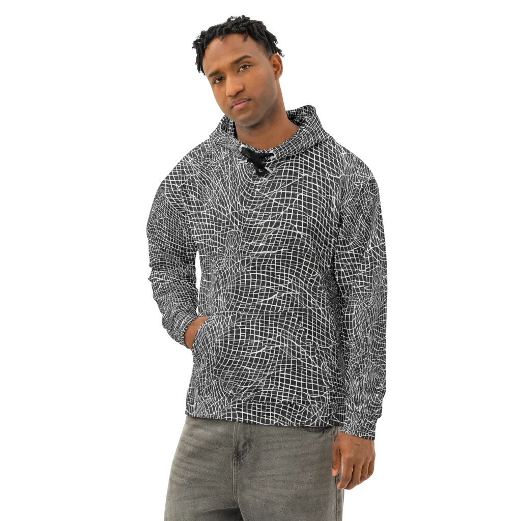 Obsidian Lattice on Cotton Hoodie — Left Front