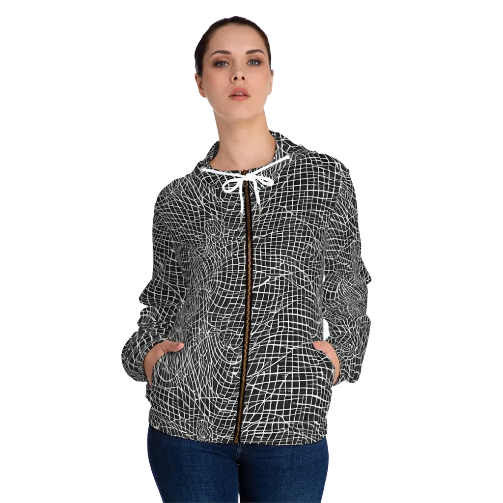 Obsidian Lattice on Women's Full-Zip Hoodie — Front On Person