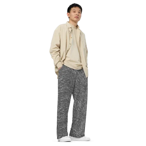 Obsidian Lattice on a Wide-Leg Pants