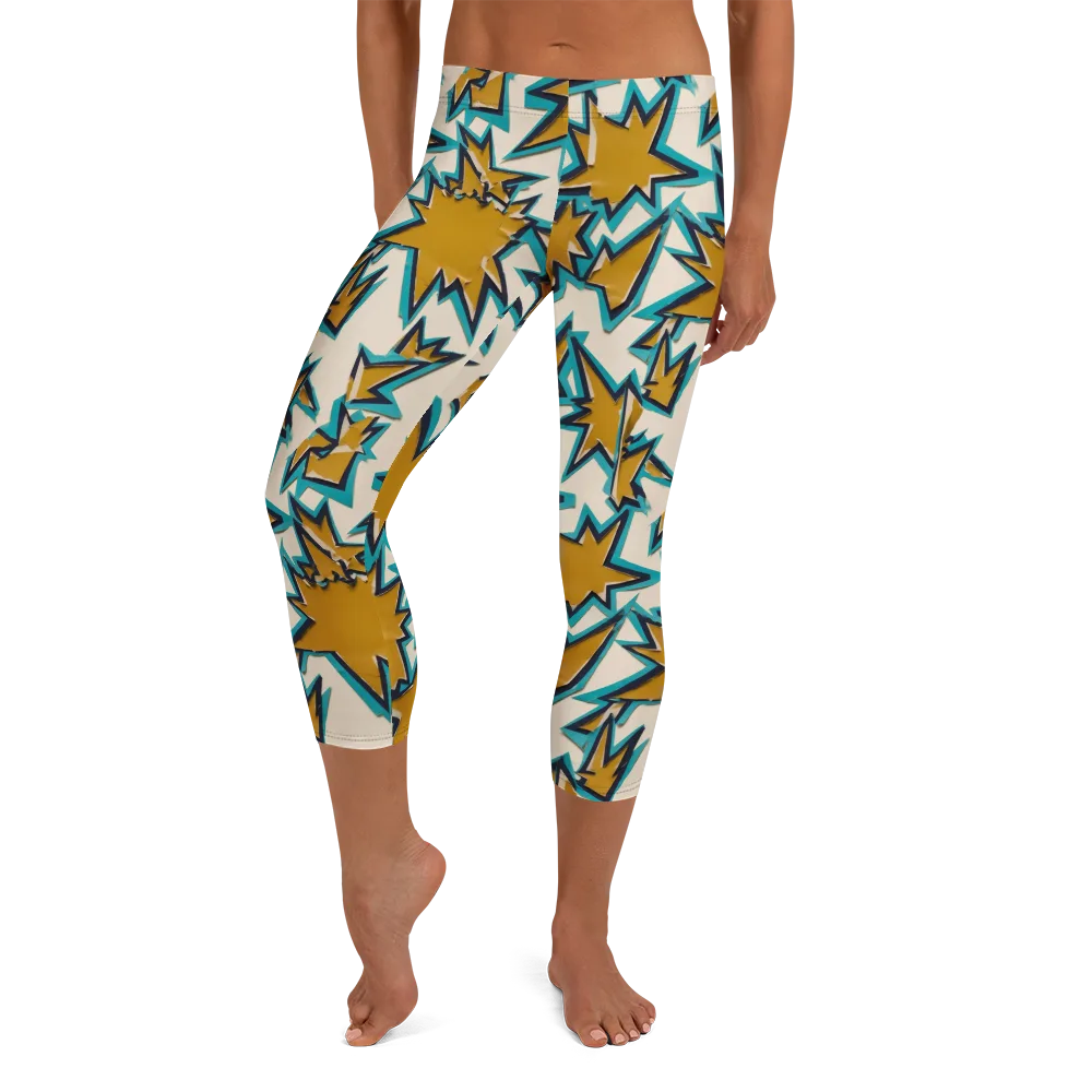 Gold Rush Geometry on Capri Leggings — Front