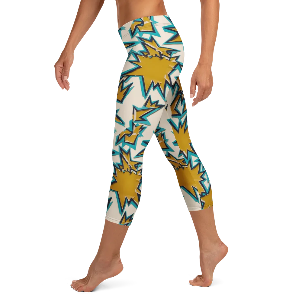 Gold Rush Geometry on Capri Leggings — Left