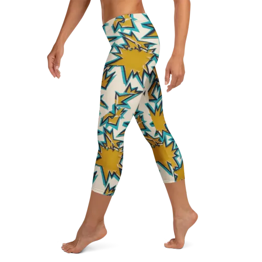 Gold Rush Geometry on a Capri Leggings