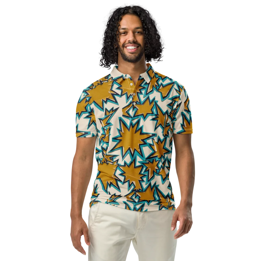 Gold Rush Geometry on Men's Slim Fit Polo Shirt — Front