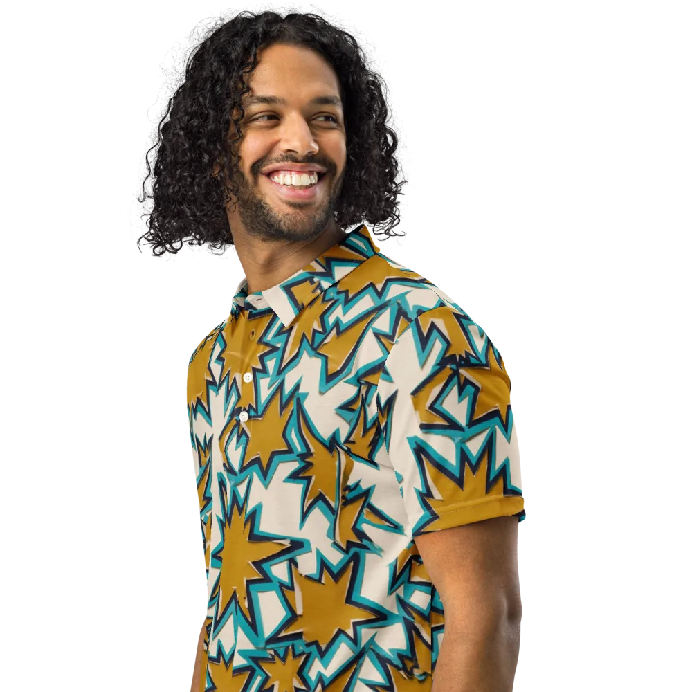 Gold Rush Geometry on Men's Slim Fit Polo Shirt — Left Front