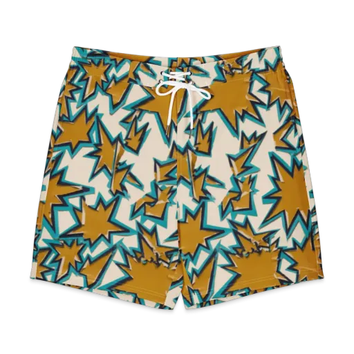 Gold Rush Geometry on a Men's Board Shorts