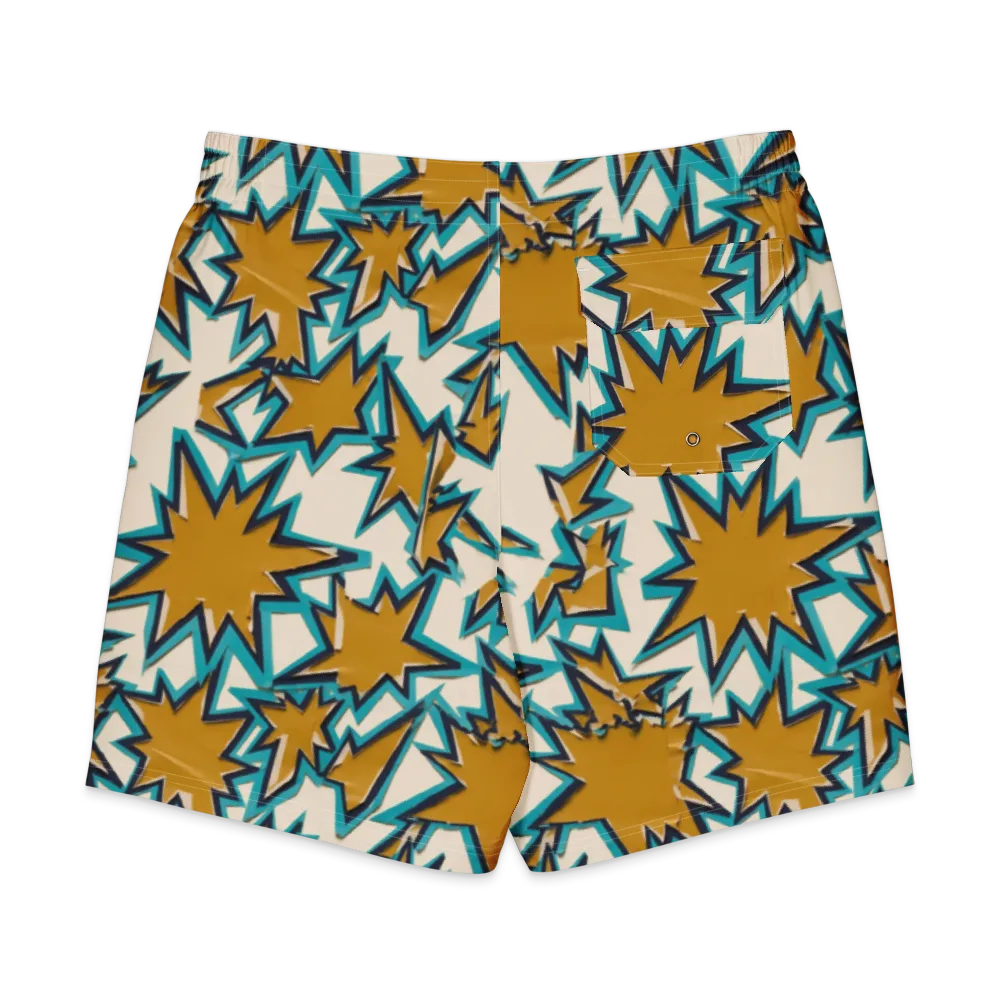 Gold Rush Geometry on Men's Board Shorts — Back