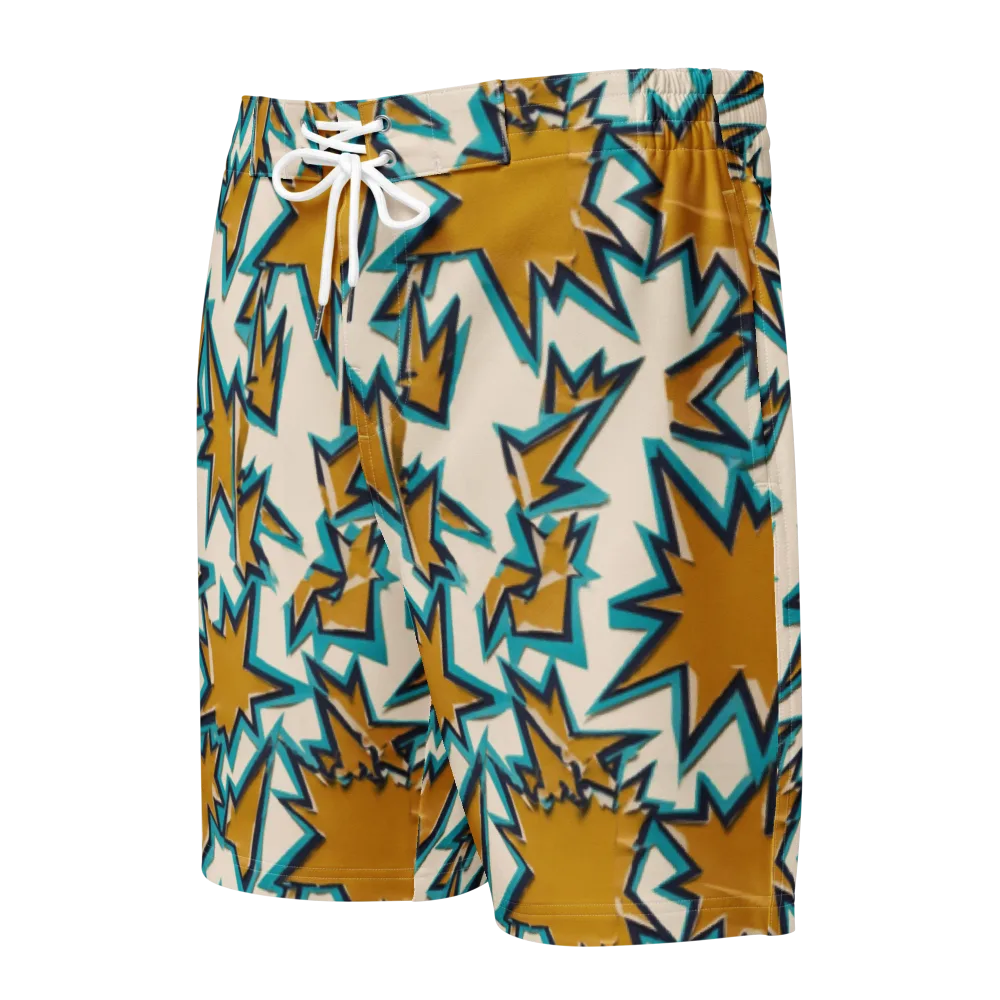Gold Rush Geometry on Men's Board Shorts — Front