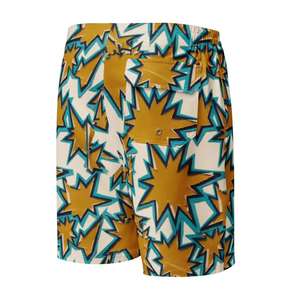 Gold Rush Geometry on Men's Board Shorts — Back