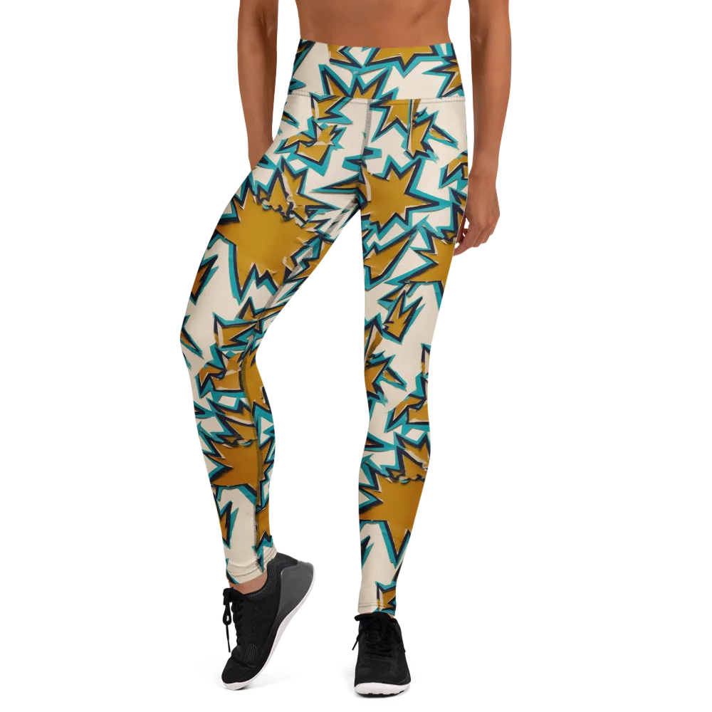 Gold Rush Geometry on Yoga Leggings — Front