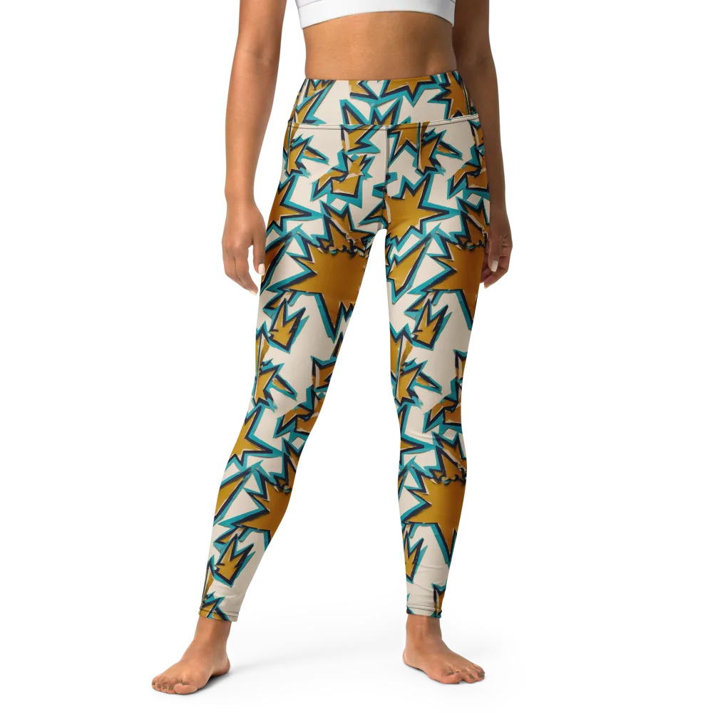 Gold Rush Geometry on Yoga Leggings — Front