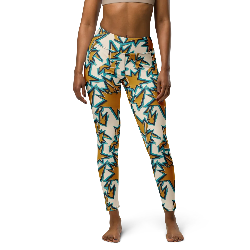 Gold Rush Geometry on Yoga Leggings — Front