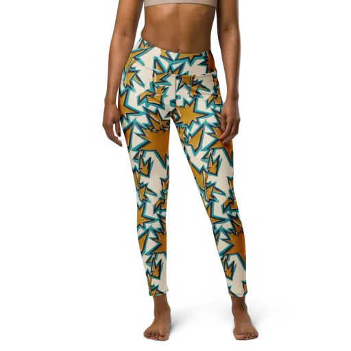 Gold Rush Geometry on a Yoga Leggings