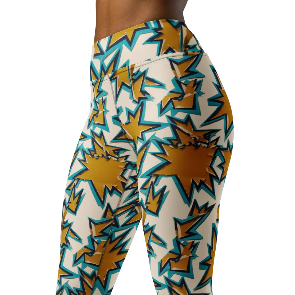 Gold Rush Geometry on Yoga Leggings — Left Front