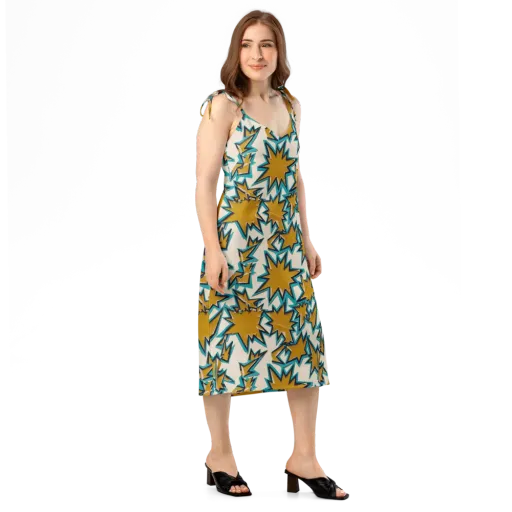 Gold Rush Geometry on a Slip Dress