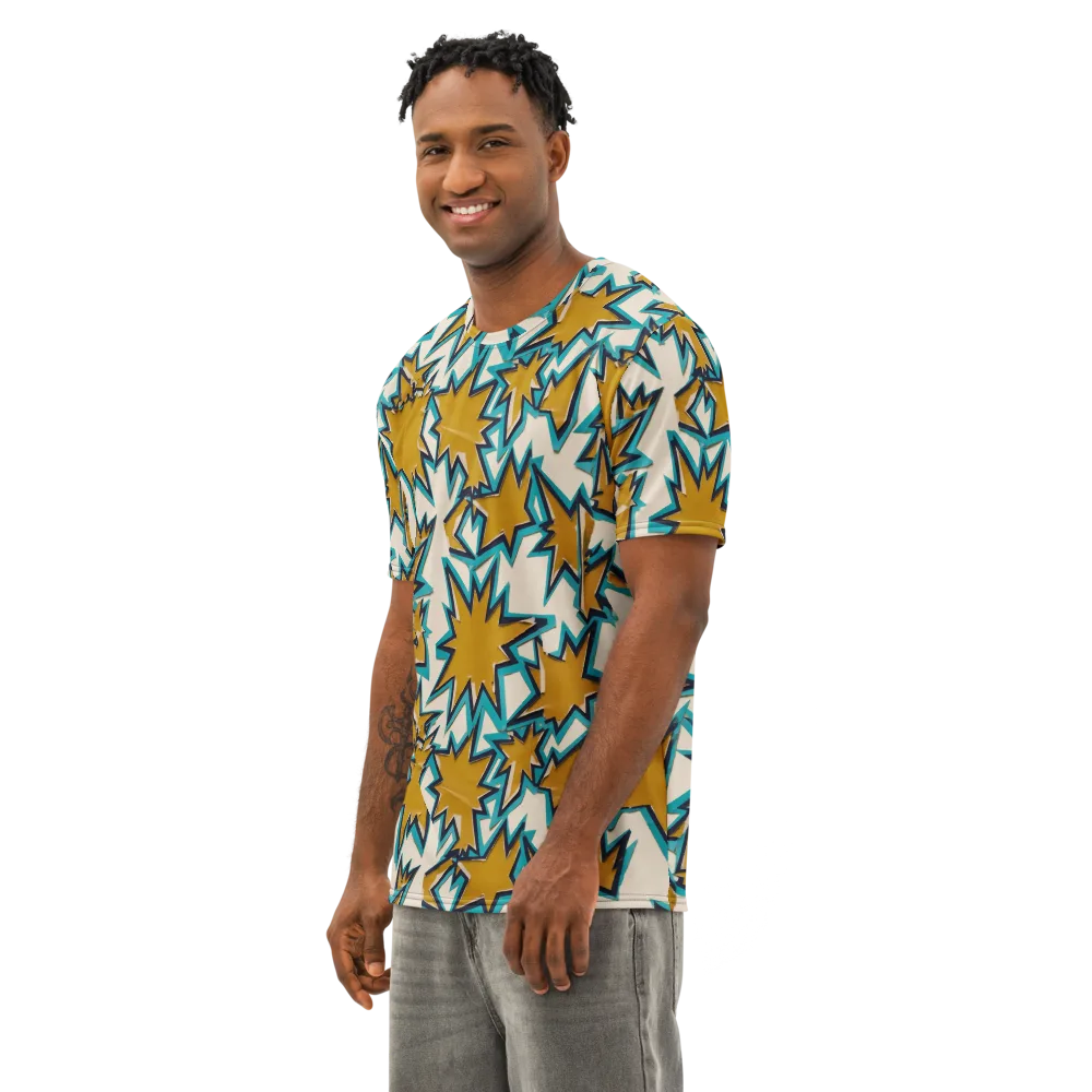 Gold Rush Geometry on Men's Cotton Crew Neck T-Shirt — Left Front